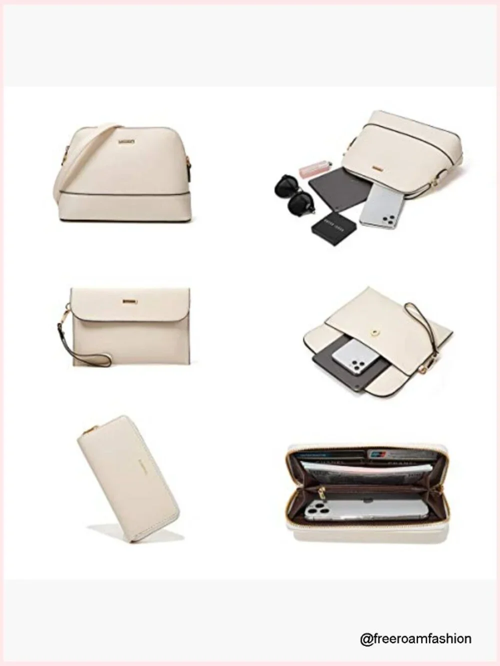 Women's Leather Satchel Handbag Tote Set with Wallet Clutch 4pcs